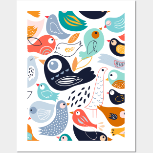 Spring Doodle Birds Posters and Art